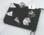 Silver Colored Metal Dice Set (Polyhedral) with Bag